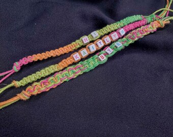 Personalized Hemp Bracelet: Macrame Letter Bead Bracelet, Custom Name