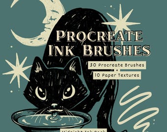 Midnight Ink — Procreate Inkers, Liners & Texture Brushes for Digital Pen and Ink Style