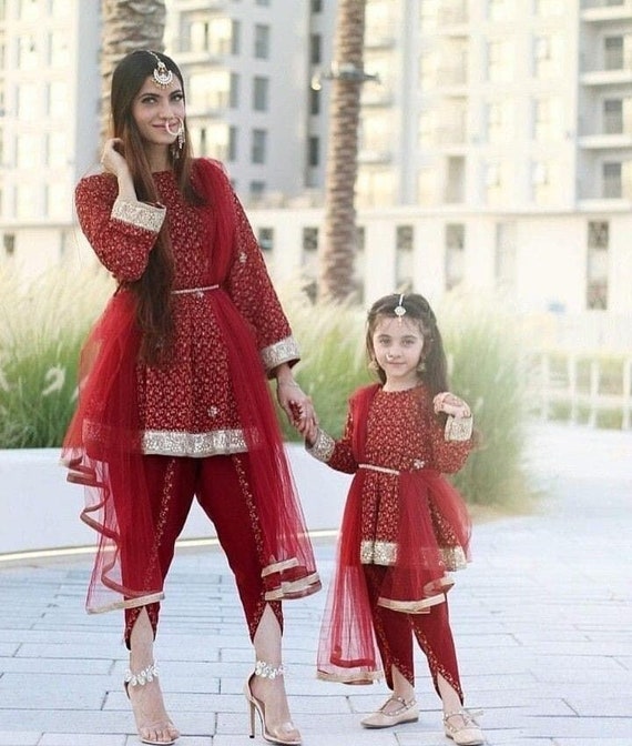 Mother Daughter Party Wear Salwar Kameez Matching Combo Suit - Etsy Denmark