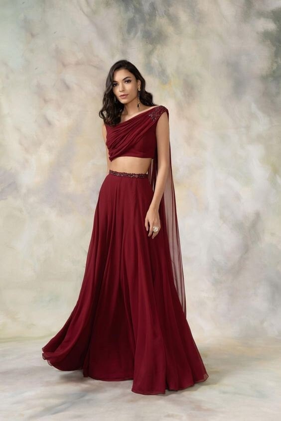 lehenga crop top with dupatta