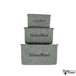 Aufbewahrungskorb | 3er Set | Körbchen | Personalisiert | Grau/Schwarz | Bunt