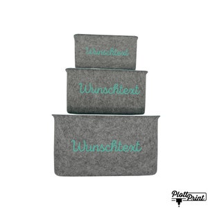 Aufbewahrungskorb | 3er Set | Körbchen | Personalisiert | Grau/Mint | Bunt