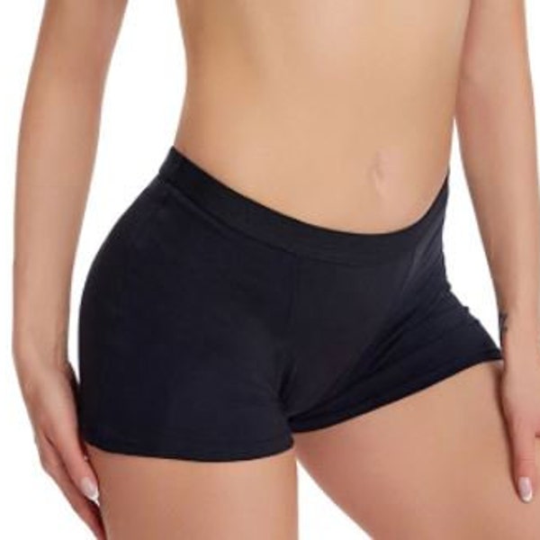 Short menstruelle pour femmes, culotte en coton antifuite, slip absorbant court, taille moyenne. Idéale pour flux léger et le coucher