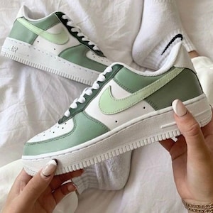 Customised Sage Green Personalised Air Force 1 Custom Shoes