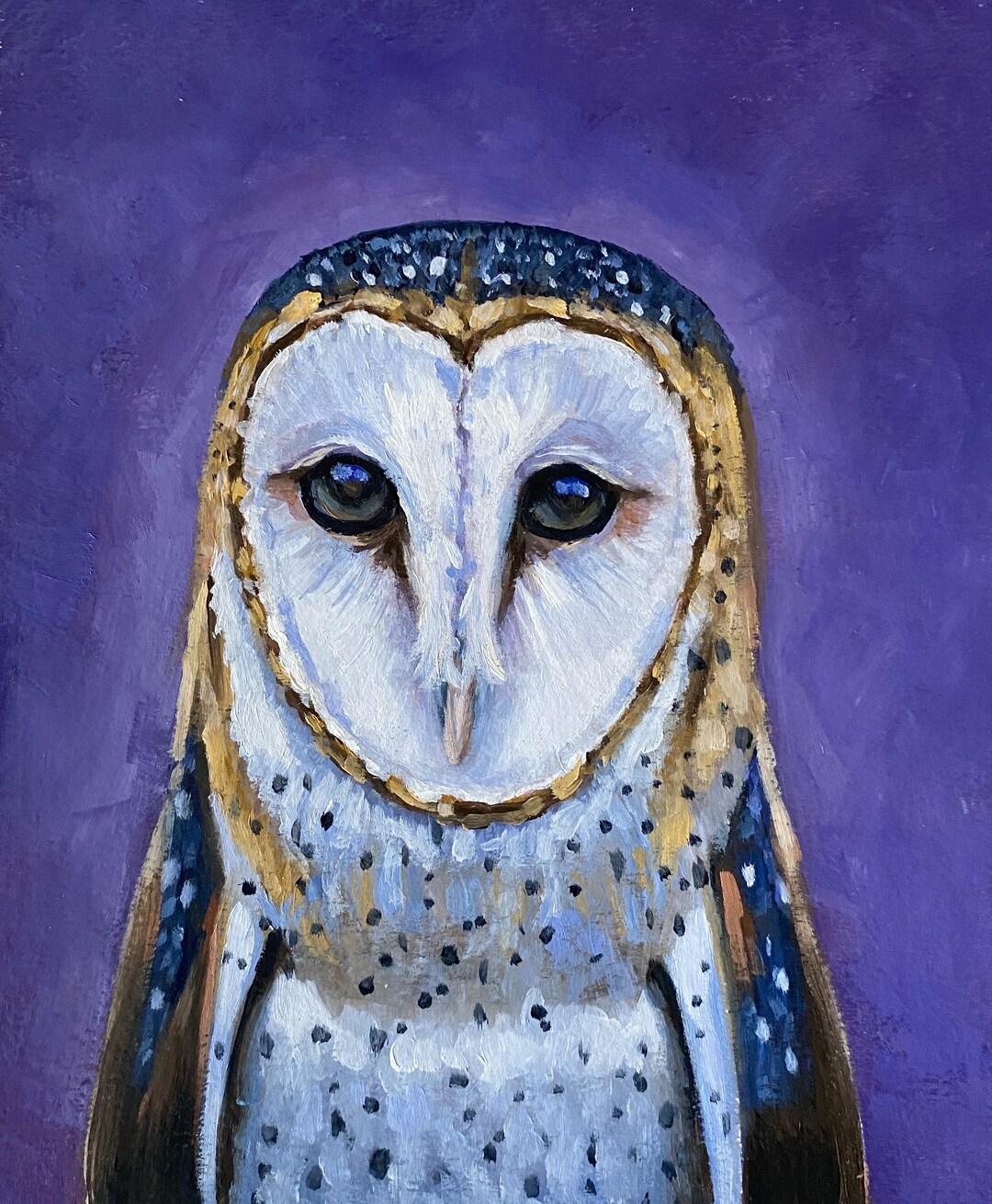 ORIGINAL Barn Owl Oil Painting Nature Wall Art Brightly Etsy