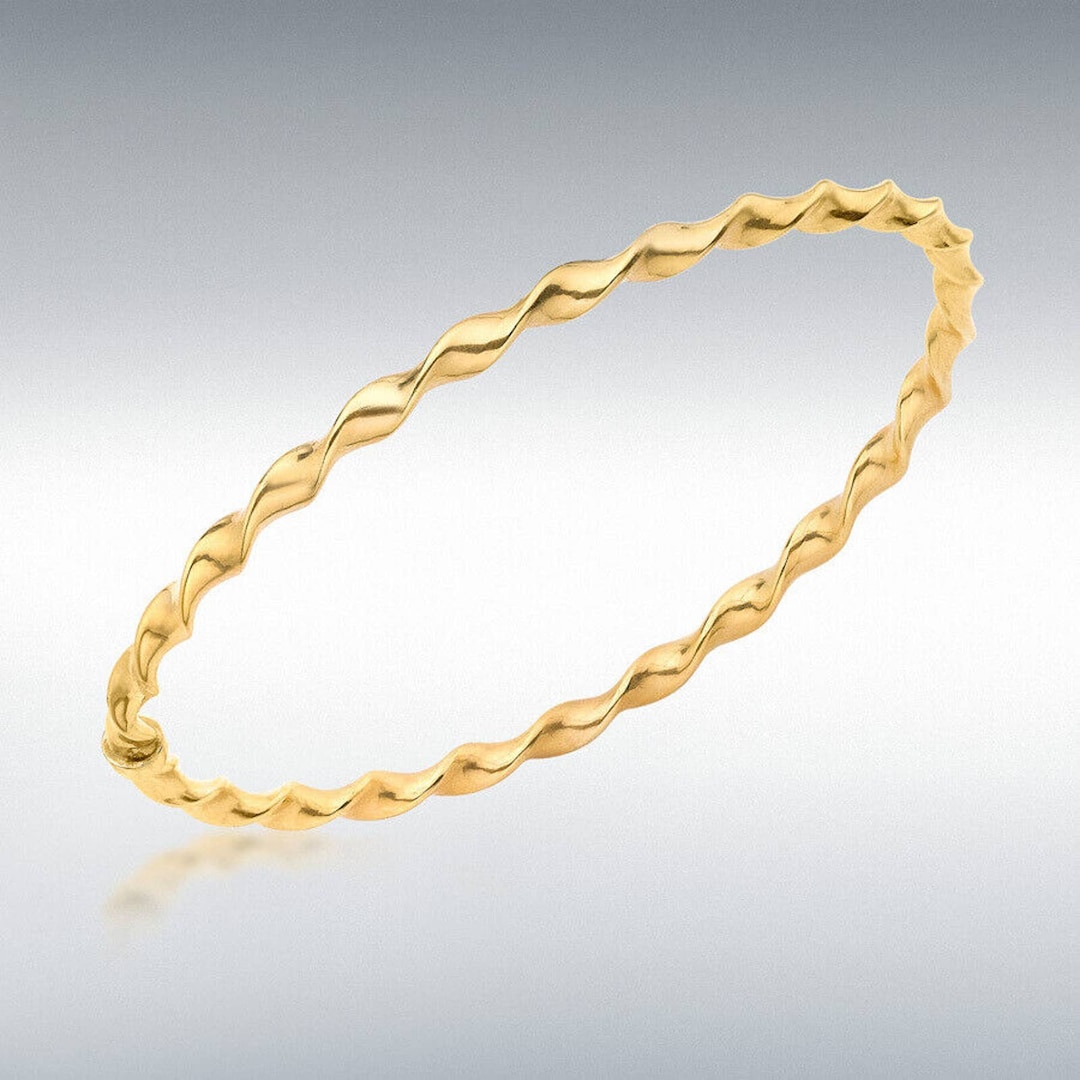 9ct Gold Slave Bangle With Round Twist Design Women's Etsy