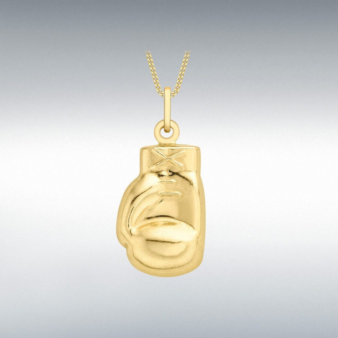 9ct Gold Boxing Glove Pendant Necklace Sporty Design 18mm Etsy UK