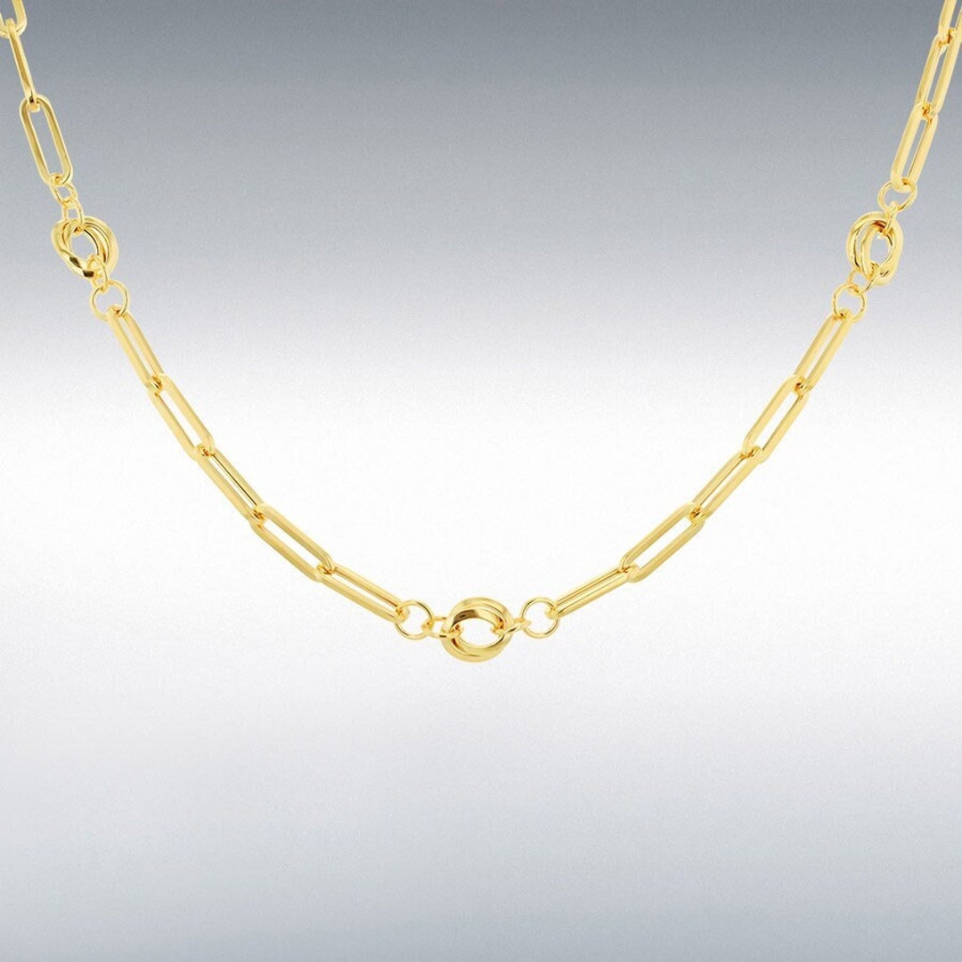9ct Gold Paperlink and Knot Necklace Modern Style Chain Etsy