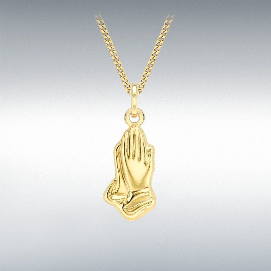 9ct Gold 'praying Hands Pendant Necklace Classic Etsy