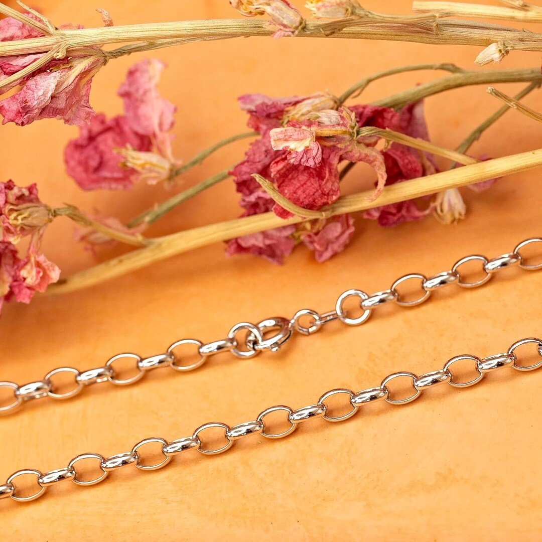 9ct White Gold Belcher Rolo Chain Necklace Unisex Fashionable Etsy