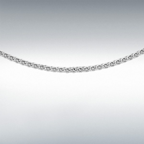 Platinum Spiga Chain Necklace, Women's Ethereal, 1mm, 16"-18", Gift Box Included