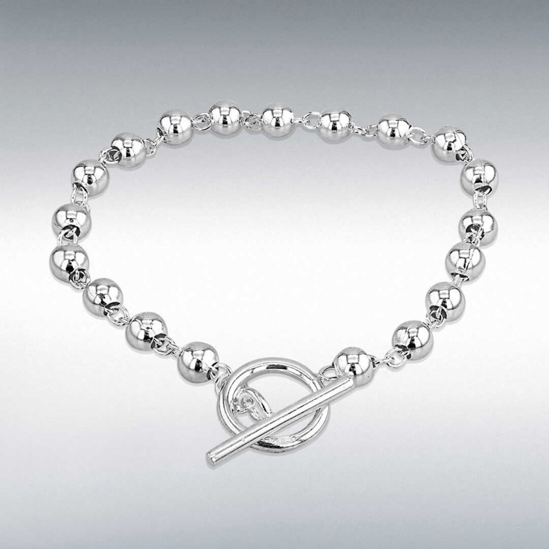 Sterling Silver Ball Tbar Bracelet Trendy 5mm 7.5 Etsy UK