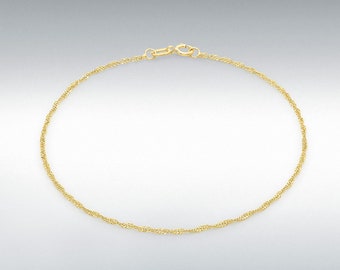 Solid 9ct Yellow Gold Curb Chain Anklet - 1mm Width - 9 inch Length - Minimalist Design