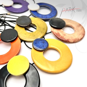 Ceramic Jewelry, Handmade Pottery Pendant, Necklace (Each Necklace)
