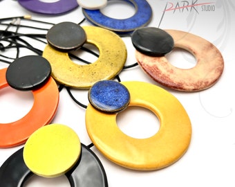 Ceramic Jewelry, Handmade Pottery Pendant, Necklace (Each Necklace)