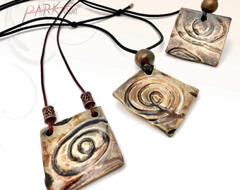 Ceramic Jewelry, Necklace, Handmade Pottery Pendant (Each Necklace)