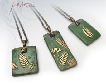 N55 Leaves - Ceramic Jewelry, Handmade Pottery Pendant Necklace (Each Necklace)