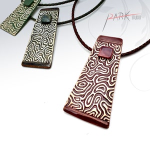 N50 Great Wall - Ceramic Jewelry, Handmade Pottery Pendant Necklace (Each Necklace)