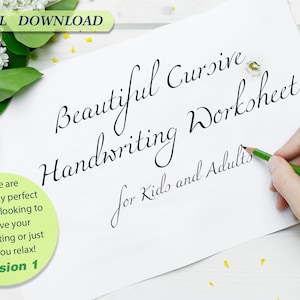 Beautiful Cursive Handwriting Practice Worksheets / Printable Handwriting Workbook / Alphabet