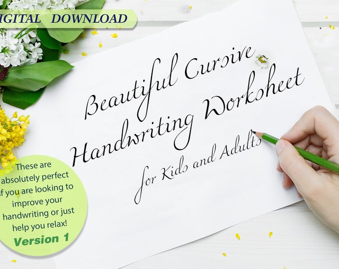 Beautiful Cursive Handwriting Practice Worksheets / Printable ...