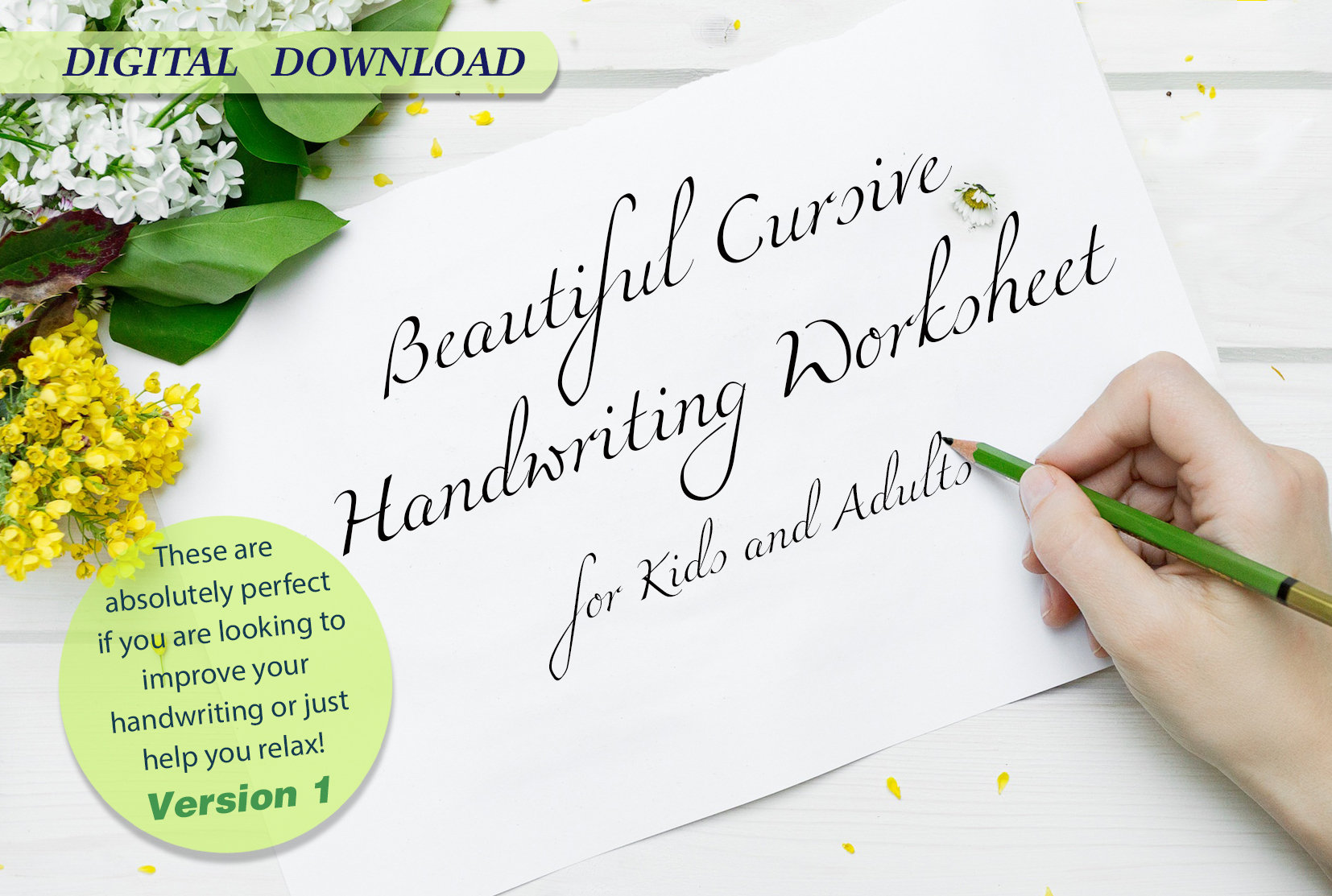 Beautiful Cursive Handwriting Practice Worksheets / Printable