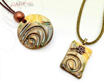 Ceramic Jewelry, Necklace, Handmade Pottery Pendant (Each Necklace)