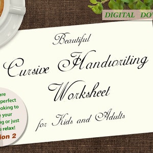 Beautiful Cursive Handwriting Practice Worksheets / Printable Handwriting Workbook V2