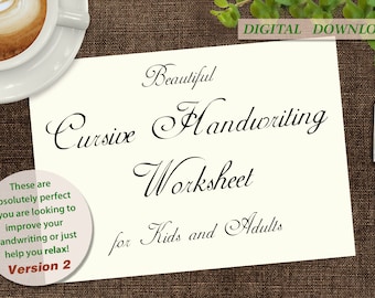 Beautiful Cursive Handwriting Practice Worksheets / Printable Handwriting Workbook V2