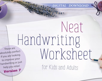 Neat Handwriting Practice Worksheets / Printable Handwriting Workbook V7