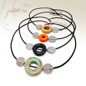 Ceramic Jewelry, Handmade Pottery Pendant Necklace (Each Necklace)