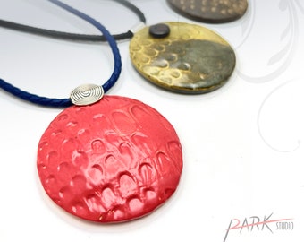 N39 Full Moon - Ceramic Jewelry, Handmade Pottery Pendant Necklace (Each Necklace)