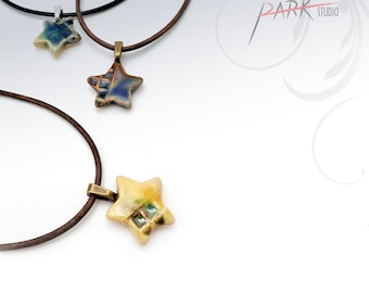 N44 Little Star - Ceramic Jewelry, Handmade Pottery Pendant Necklace (Each Necklace)