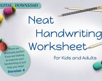 Neat handwriting practice worksheets / Printable handwriting Workbook V4 / Alphabet
