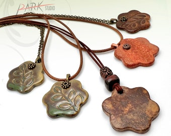 Ceramic Jewelry, Necklace, Handmade Pottery Pendant (Each Necklace)