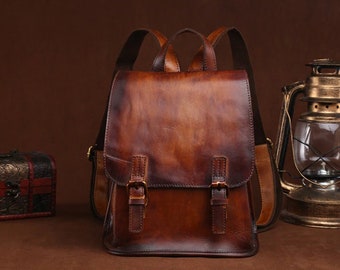 brown leather backpack purses