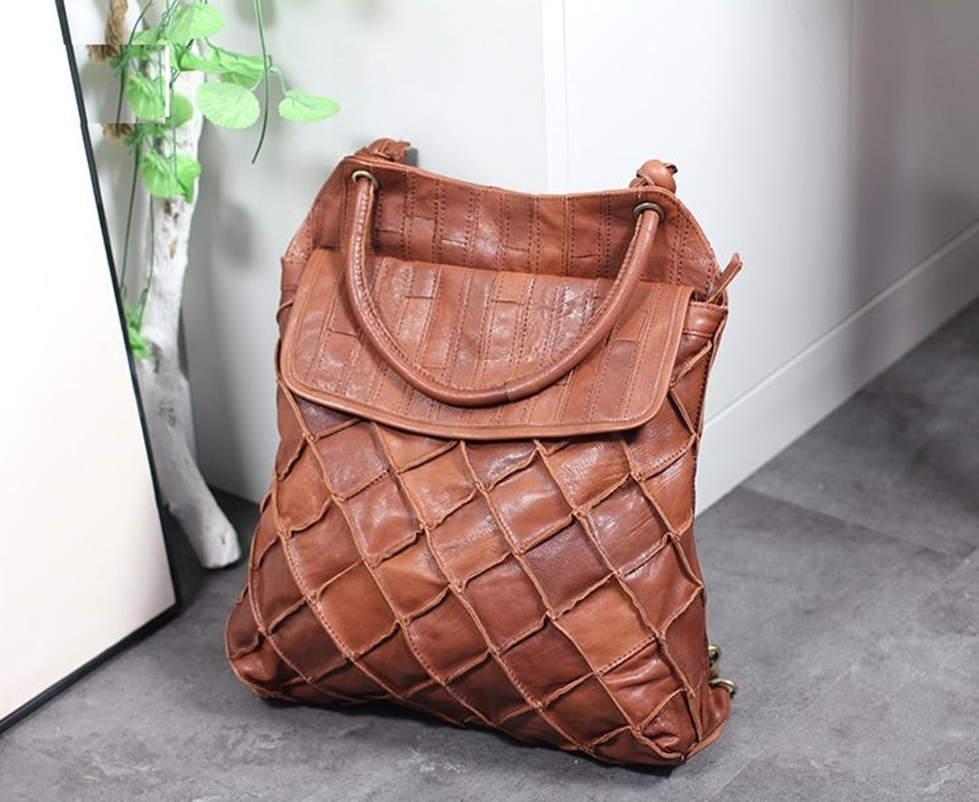 Cowhide Leather Backpack Shoulder Bag Women's Handbags Etsy