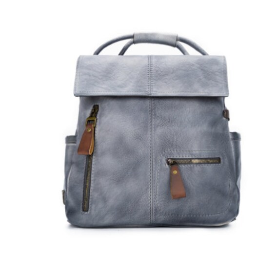 Convertible Bag . Brown Leather Backpack Purse College School Etsy