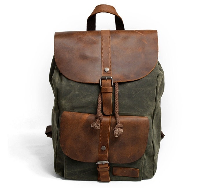 Canvas Backpack Canvas Vintage Rucksack Reclaimed Leather - Etsy