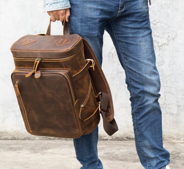 Leather Backpacklaptop Backpackpersonalized Backpackcollege - Etsy