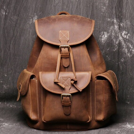 Leather Backpack Full Grain Leather Bag Leather Travel Etsy