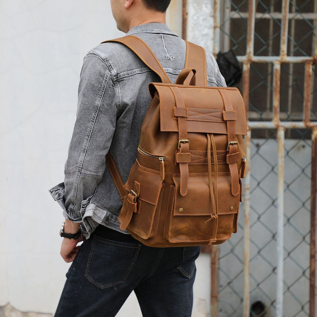 Leather Backpack Leather Rucksack Full Grain Leather Bag - Etsy