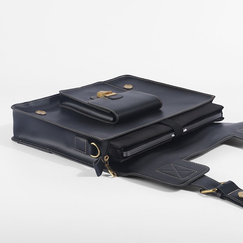 Vegan Leather Messenger Bag Men Leather Messenger Bag Etsy