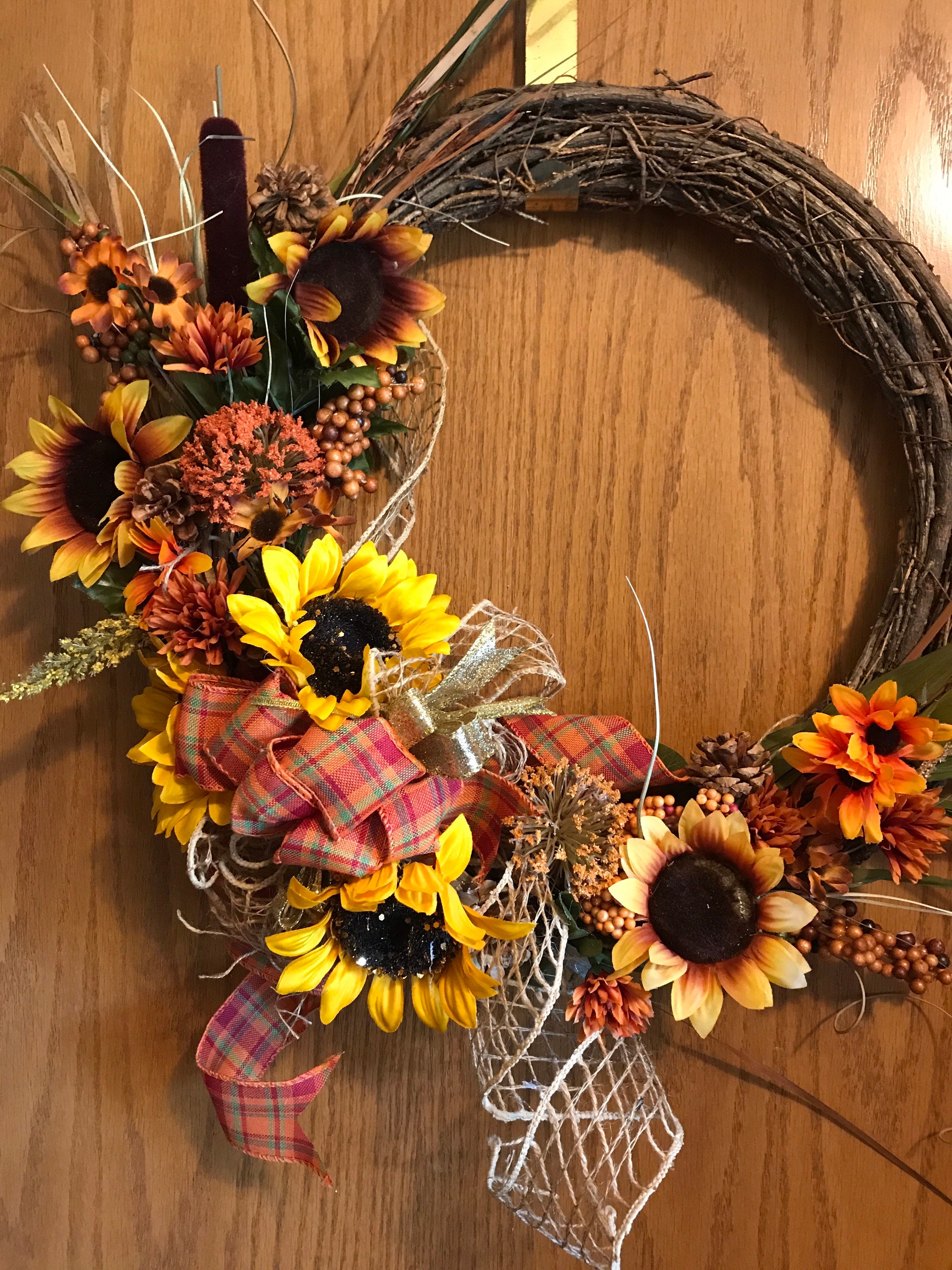 Sunflower Wreath for Front Door Etsy UK