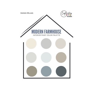 Sherwin Williams Modern Farmhouse Interior Paint Palette, 2022 Designer-Curated Colors for the Complete Home, Complementary Color Scheme