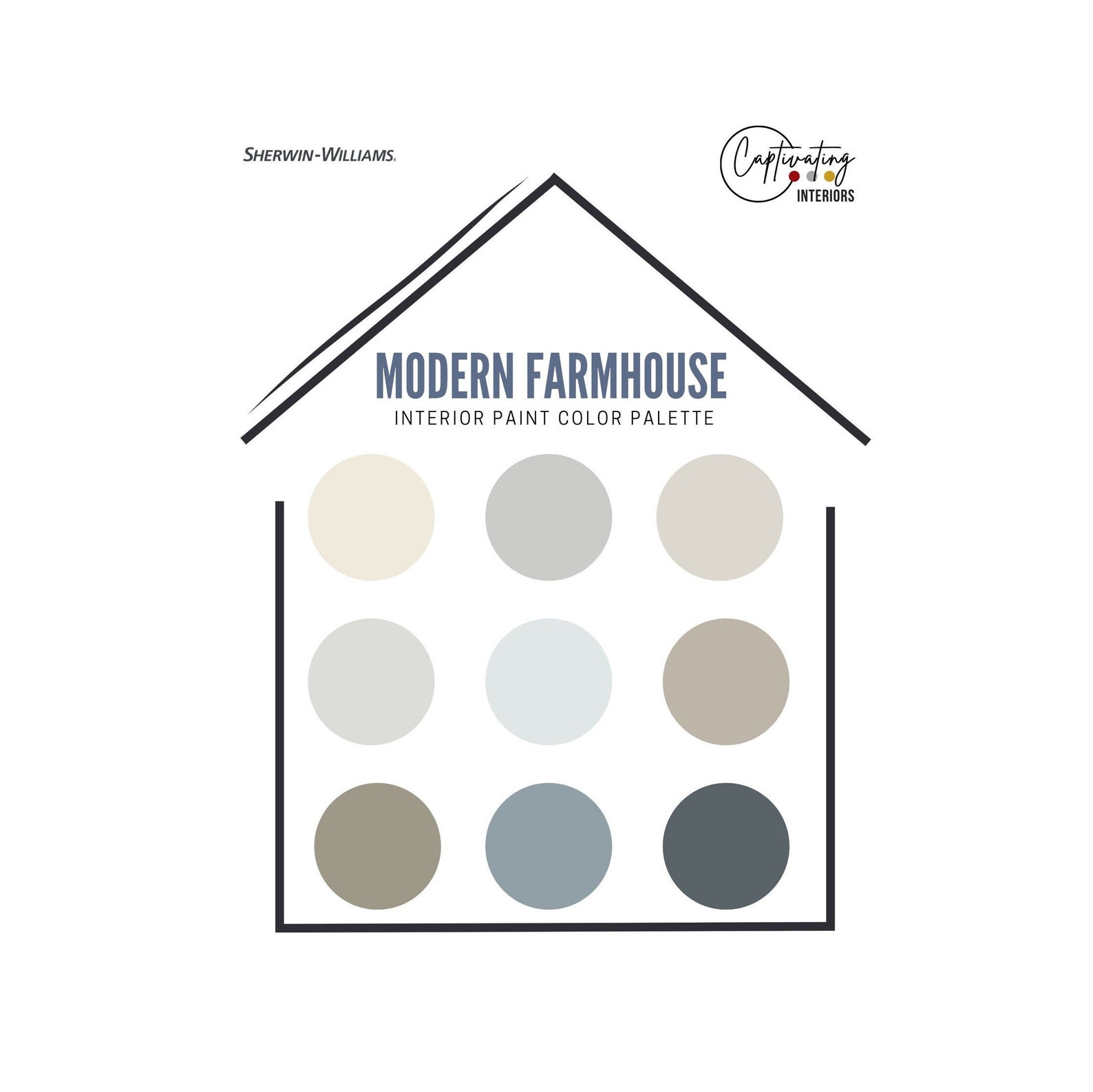 Sherwin Williams Modern Farmhouse Interior Paint Palette, 2022 Designer ...