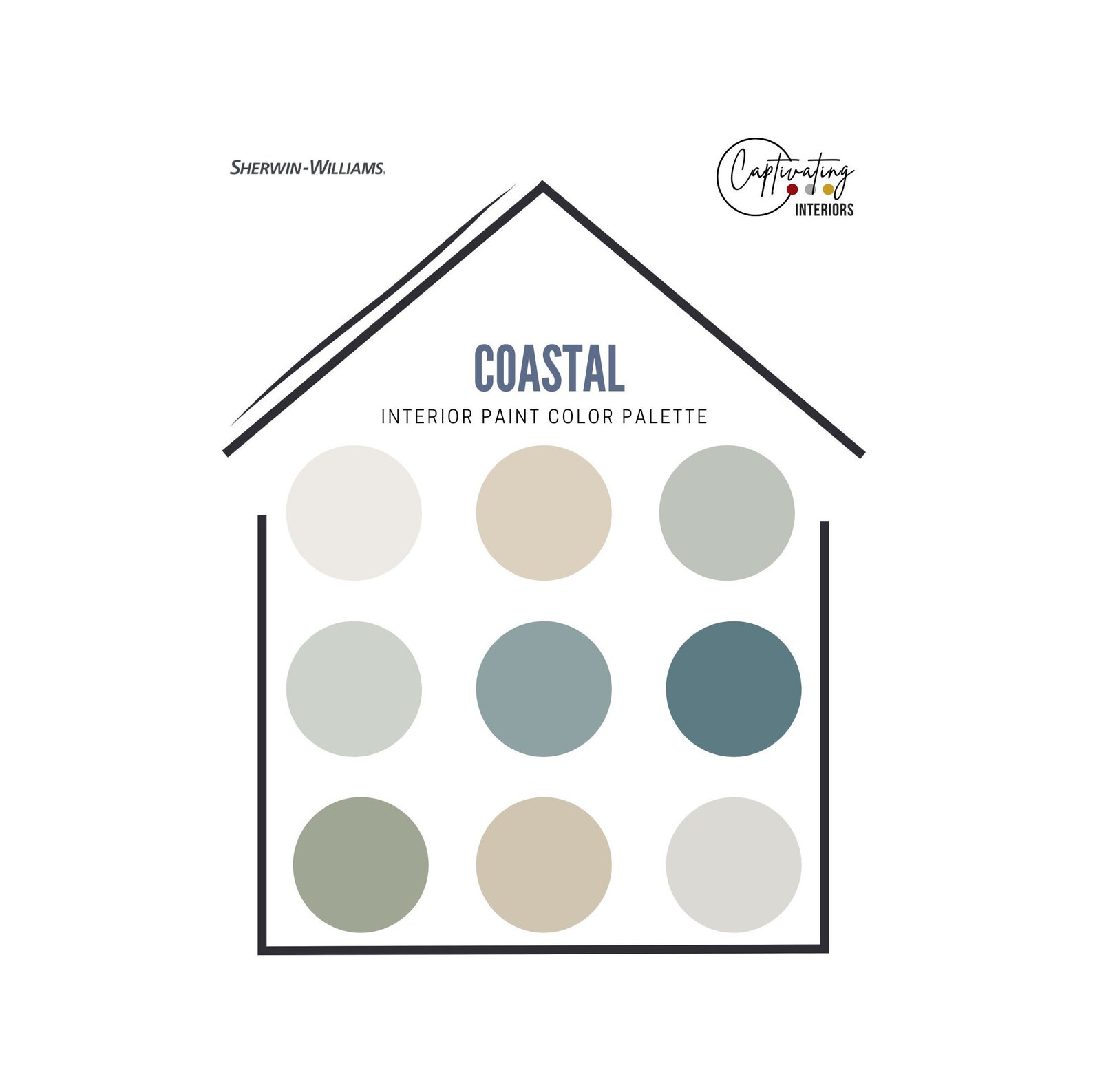 Coastal Paint Color Palette, Designer-curated Colors for the Complete ...