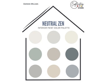2022 Home Design Paint Palette in Neutral Zen Colors,  Designer-Curated Colors for the Complete Home, Sherwin Williams Paints Color Scheme