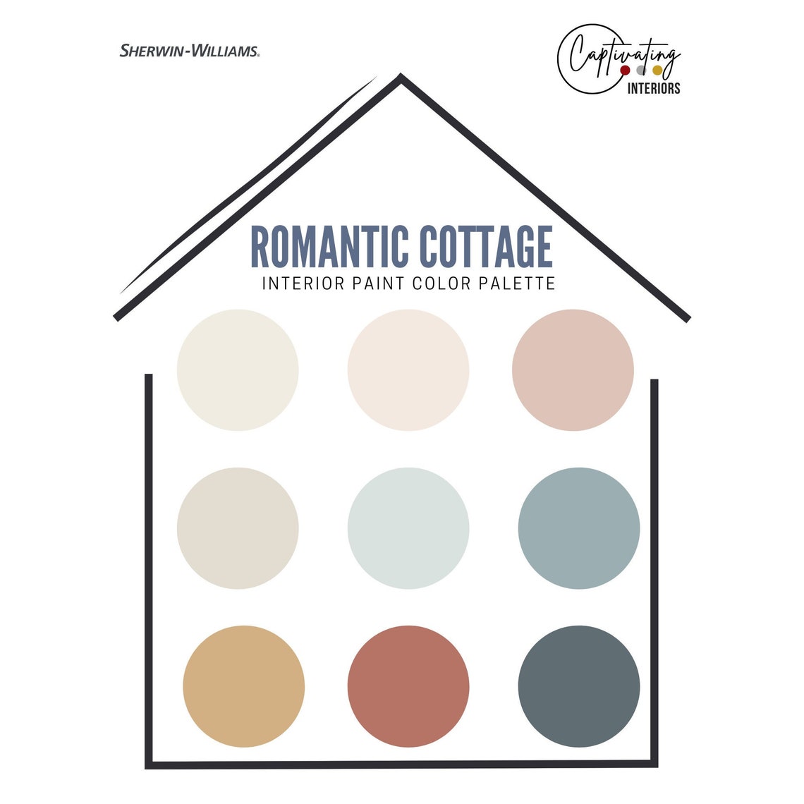 Romantic Cottage Interior Paint Color Palette, Earthy, Rich Tones ...