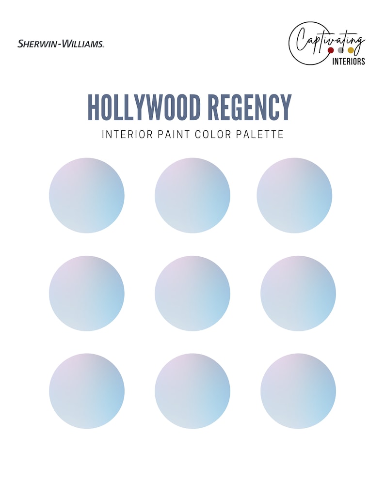 Hollywood Regency Paint Color Palette, Designer-Curated Sherwin Williams Paints in Complementary Color Scheme, Sophisticated Glamour image 2