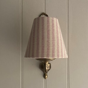 Taupe And Rose Striped Luxury Candle Clip Lampshade. Bespoke. Handmade. Wall Lights. Chandeliers.